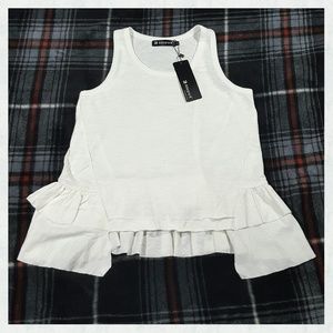 Allegra K White Ruffle Hem Tank Size Small